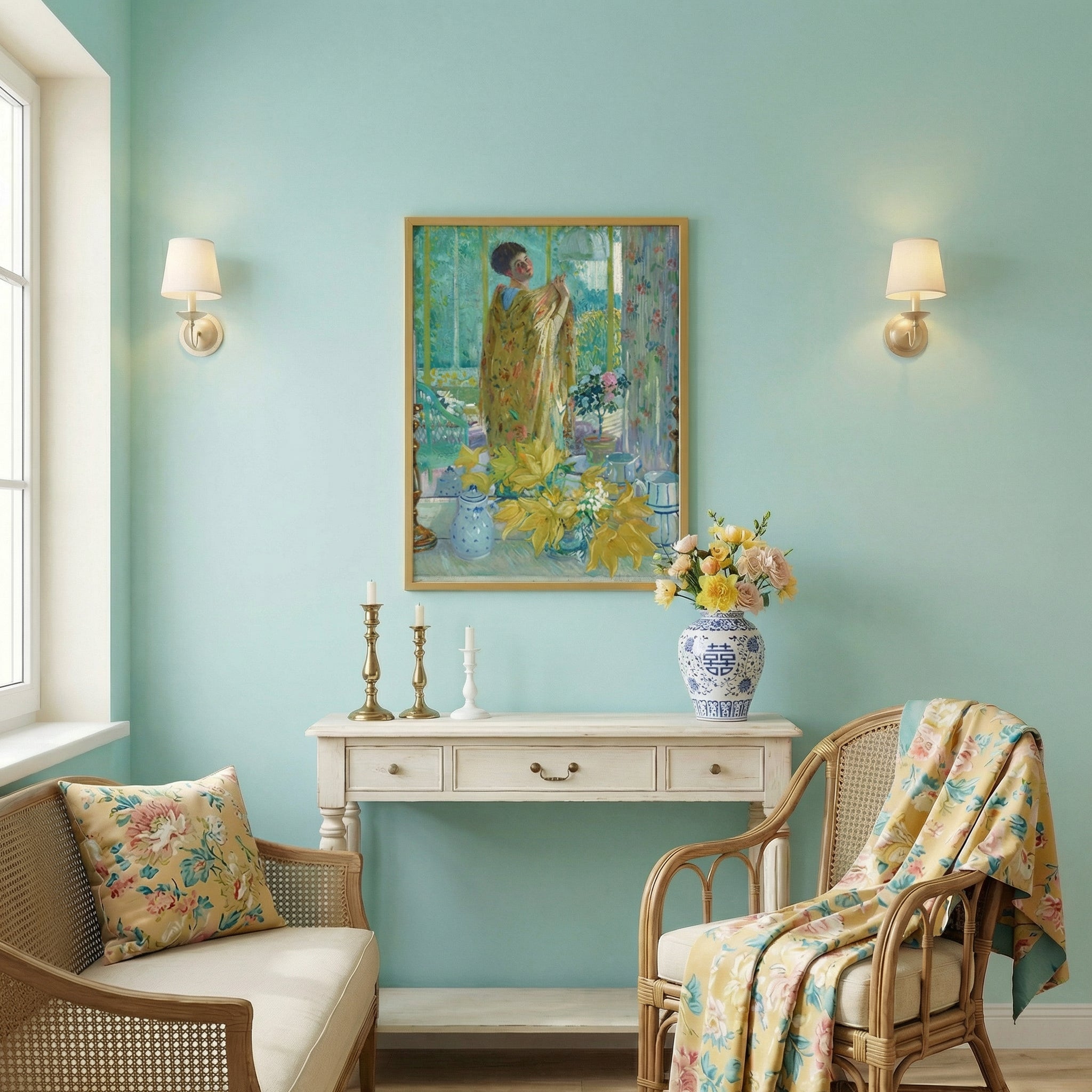 Teal: Yellow Tulips